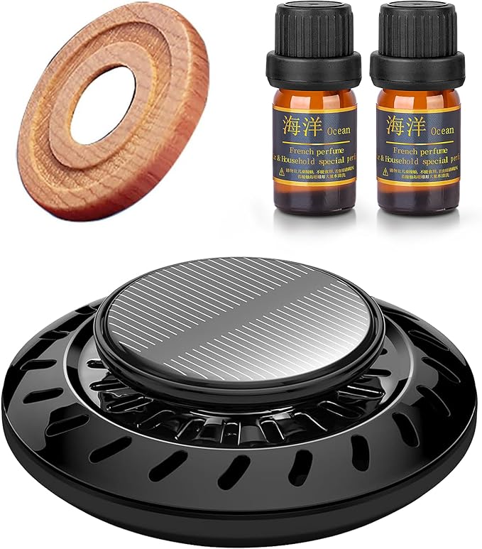 Kwak's Car Air Freshener,Rotating Solar Aromatherapy Essential Oil Diffuser Scent Car Decoration Automotive Interior Accessories (Black) - Bloomnest