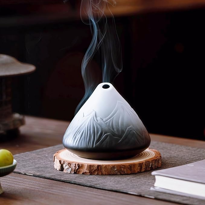 Handmade Ceramic Palo Santo Holder Burner & Sage Holder - Mini Tabletop Chiminea Burner Tray with Ash Catcher, Decorative Incense Holder for Spiritual Meditation & Yoga - Bloomnest