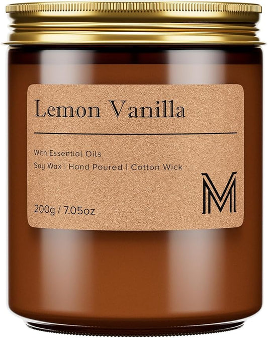 M&SENSE Lemon Vanilla Home Scented Candle for Relaxation, Gifting, Spa | 7.05oz Candle Gift for Birthday Housewarming Mother's Valentine Day - Bloomnest