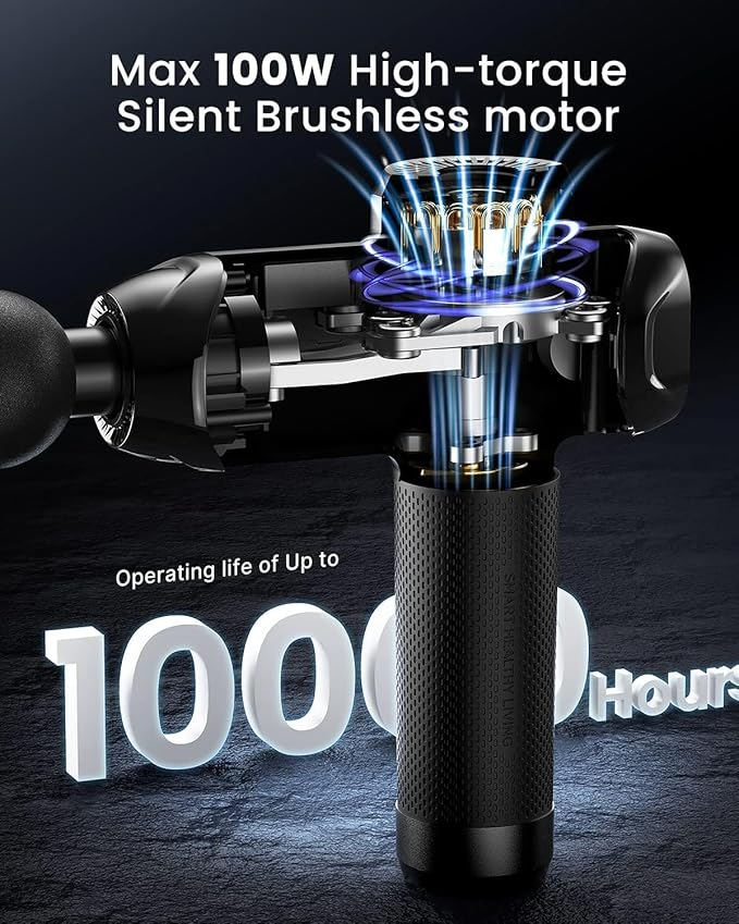 RENPHO Massage Gun Deep Tissue with Bluetooth, Percussion Muscle Massage Gun with 12mm Amplitude for Athletes, Portable Electric Handheld Massager Gun, LED Touch Display - Bloomnest
