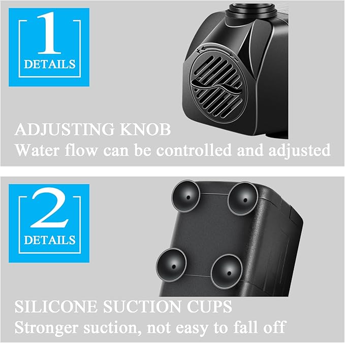 3 Pack Submersible Pump with Led Light, Small Fountain Pump with Tubing, Submersible Water Pump for Aquarium Fish Tank Indoor or Outdoor Pond Fountain Hydroponics Statuary (10W 160GPH) - Bloomnest