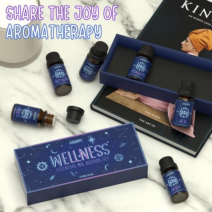 SALUBRITO Essential Oils Set, Wellness Aromatherapy Oil for Diffuser, Home, Candle, soap Making, Natural Blend Oils Gift for Women and Men, 6x10ml - Bloomnest