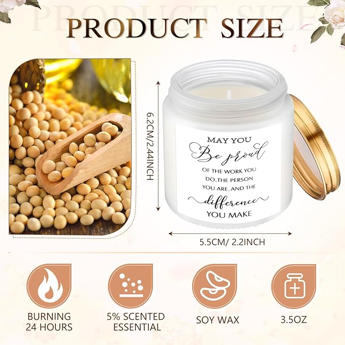 MTLEE 20 Pcs Thank You Gifts Candles 3.5 oz Employee Appreciation Inspirational Scented Soy Wax Candle Thank You Gift Christmas Gifts for Coworker Women Volunteer Teacher(Classic,White) - Bloomnest