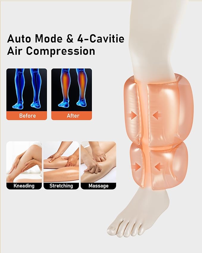QUINEAR Cordless Calf Massager with Heat and Compression, Leg Massager for Circulation and Pain Relief, Portable Leg Massager with 3 Intensities & 3 Modes, Fast Recovery for Swelling, RLS - Bloomnest