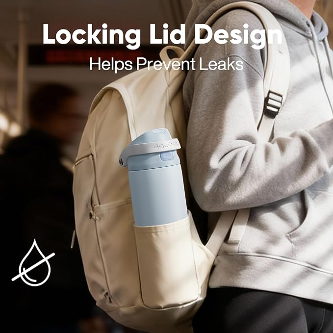 ENCOOL Leakproof Insulated Water Bottle with Straw Dual-Sip Water Bottle Bag-Safe Design for Work, Commute & Gym – Keeps Drinks Cold All Day, 18 oz, Sand Beige ENCOOL