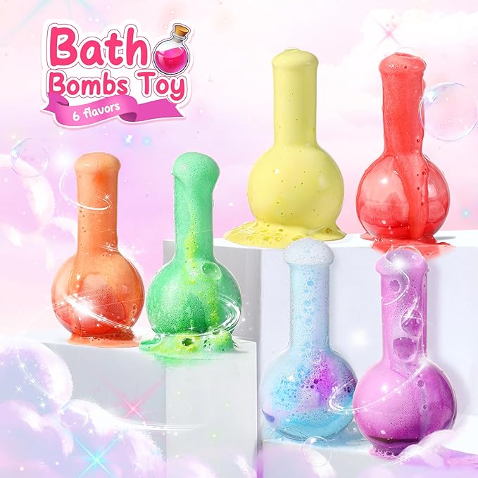 MeCids Magic Potion Bubble Bath Bombs for Kids -Bath Color Tablets Bath Potions for Toddlers Ages 4-12 Fun Science Kit Gift for Birthday, Halloween，Christmas- 6 Pack - Bloomnest