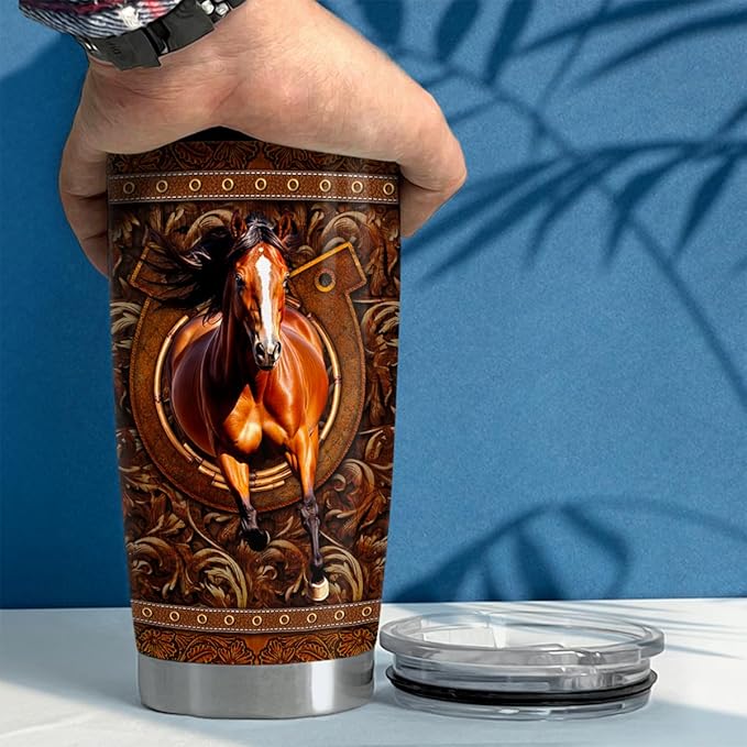 SANDJEST Horse Tumbler 20oz Stainless Steel Insulated Travel Mug Cup for Women Men Horse Gifts for Birthday Christmas Mothers Day Fathers Day - Bloomnest