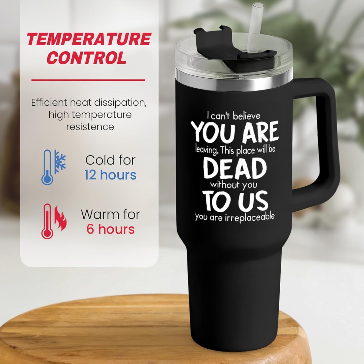 SANDJEST Leaving Job Gifts for Coworkers Tumbler 40oz Stainless Steel with Handle and Straw, Farewell & New Job Gifts for Colleagues