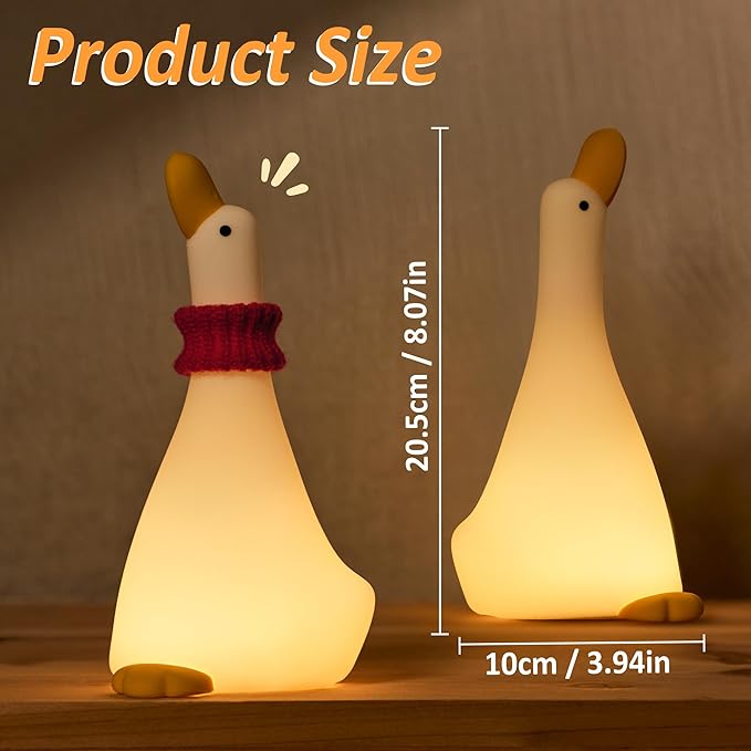 Attivolife Duck Night Light for Nursery, Cute Animal Dream Duck Lamp with Dimmable Timer, Rechargeable Bedroom Bedside Decor Touch Soft Silicone Nightlight, Birthday Xmas Gift for Kid Baby Girl Boy - Bloomnest
