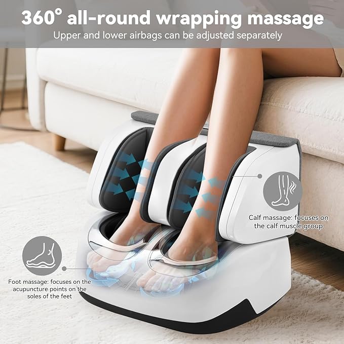 2 in 1 Foot Massager Machine Shiatsu Foot and Calf Massager with Deep Kneading Vibration Compression Massagers for Feet and Leg Gift for Women and Men - Bloomnest