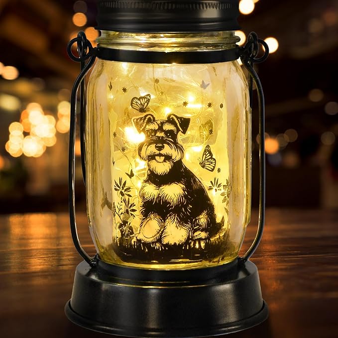 Schnauzer Gifts for Women/Men Schnauzer Solar Lanterns Dog Mom Birthday Dog Lovers Lantern Pet Loss Pet Memorial Lights Solar Garden Decoration for Yard, Patio,Backyard,Porch Torches - Bloomnest