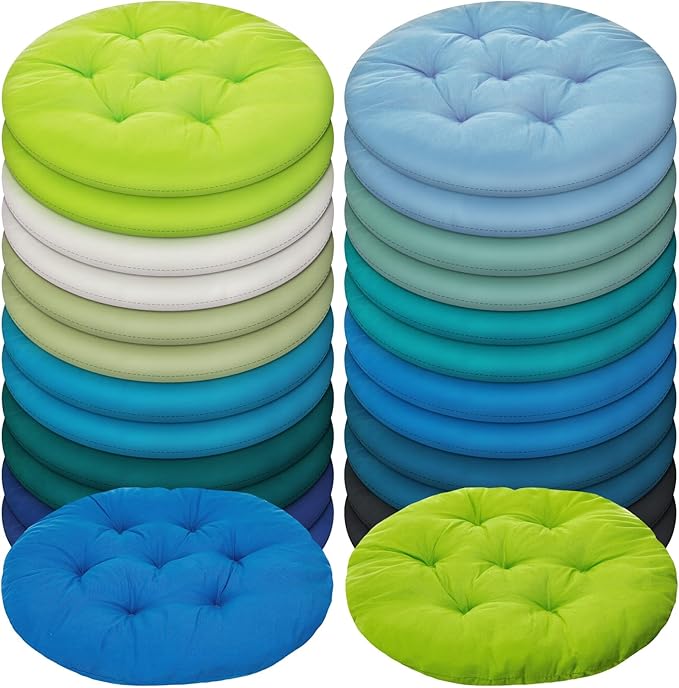 Tinideya 24 Pcs Round Floor Cushions Floor Pillows Meditation Seat Pillows Flexible Seating for Adults Kids, Chair Cushions for Classroom, Nursery, Living Room, Yoga(Medium 15.7 Inch,Blue-Green) - Bloomnest