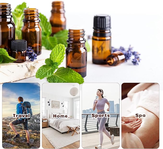25 Pcs 15ml/0.5oz Essential Oil Bottles Amber Glass Bottle Refillable Small Oil Vial Sample Bottles Liquid Dispenser for Essential Oils Oil Blends Perfumes Lab Bloomnest
