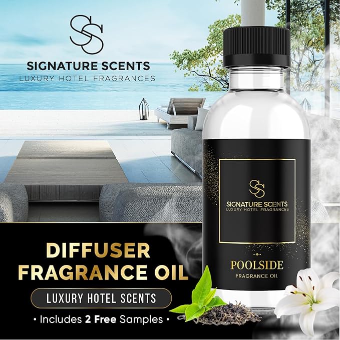 Luxury Hotel Fragrances - Hotel Fragrance Oil - Diffuser Oil Blends for Aromatherapy (Poolside) 4.05 Fl Oz (120ml) - Bloomnest