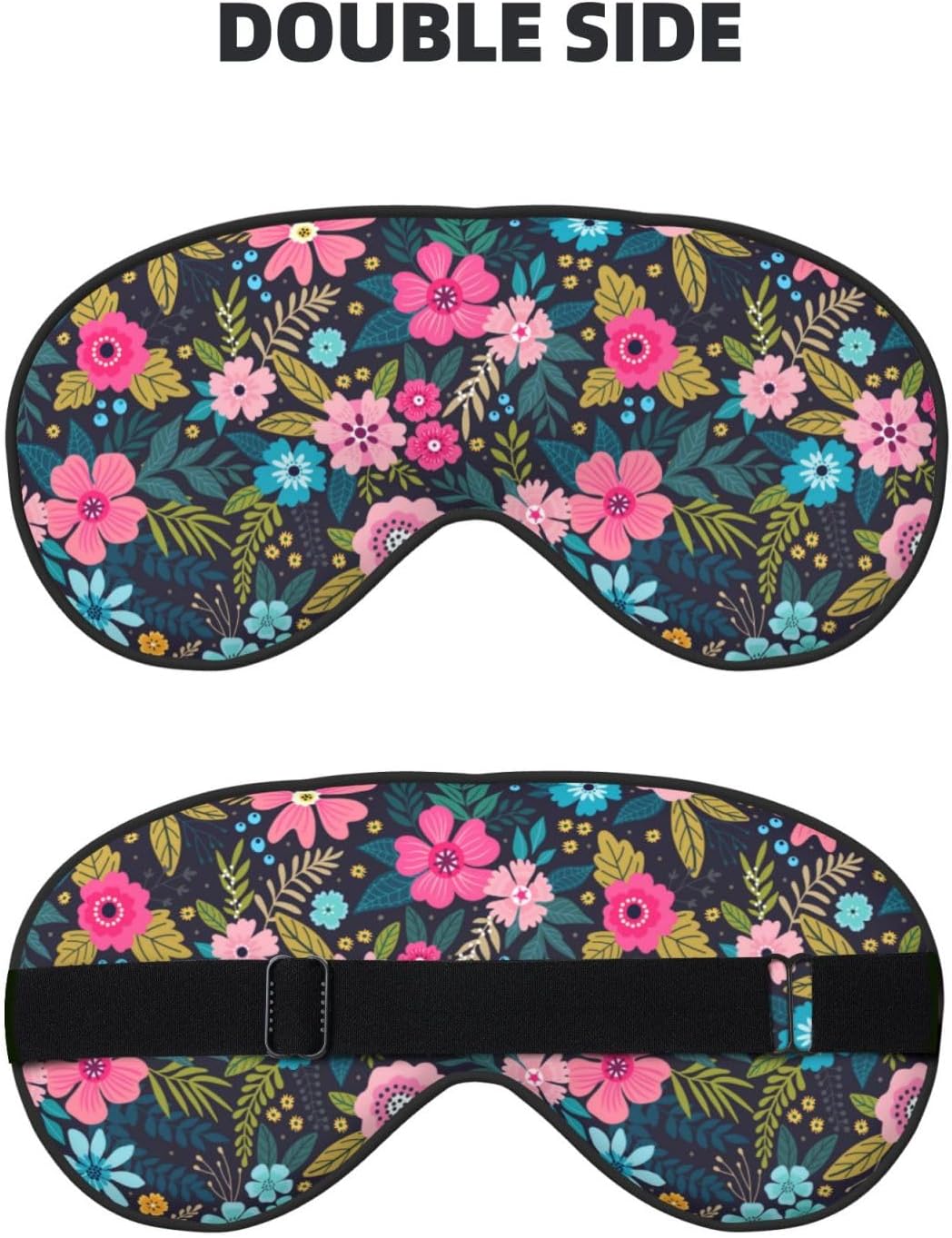 Sleep Eye Mask Colorful Floral and Leaves Sleep Mask for Women Men Comfortable Eye Mask with Adjustable Strap Soft Eye Cover Blindfold for Travel Yoga Nap Shift Work