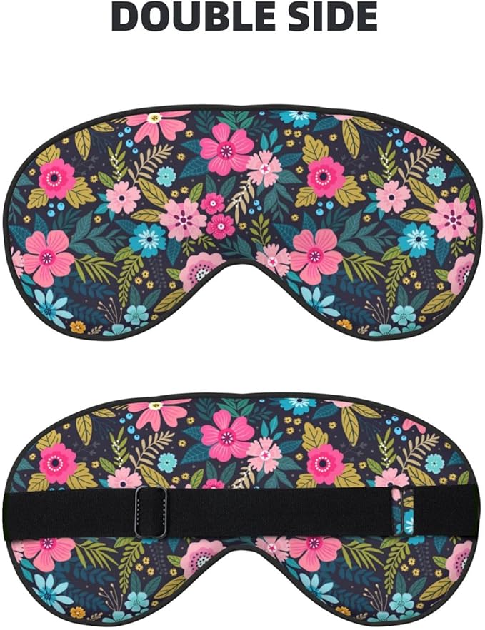 Sleep Eye Mask Colorful Floral and Leaves Sleep Mask for Women Men Comfortable Eye Mask with Adjustable Strap Soft Eye Cover Blindfold for Travel Yoga Nap Shift Work - Bloomnest