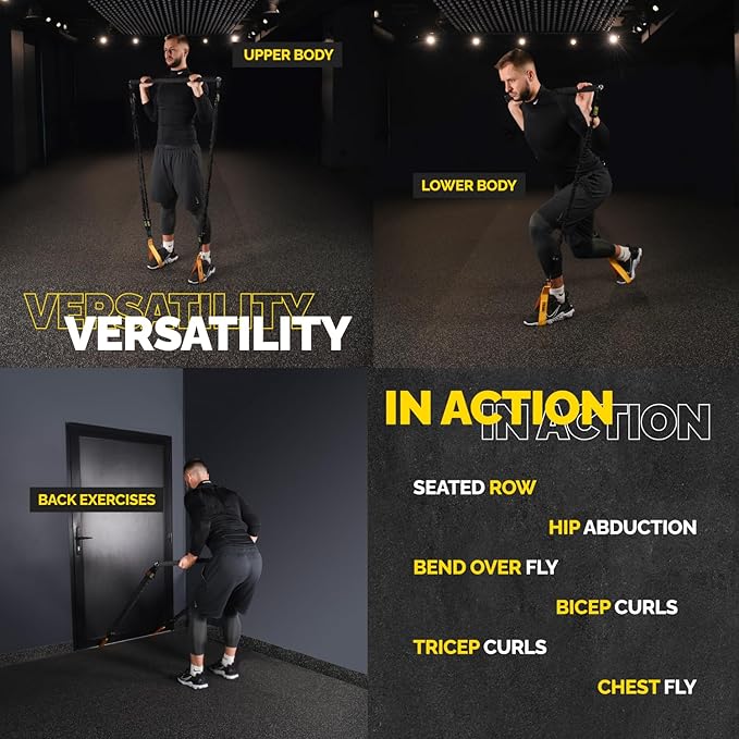 Tube Resistance Bands for Working Out Men and Women - Exercise Bands Resistance Bands Set, Resistance Band Bar, Handles, Ankle Straps, Foot Straps and Door Anchor - Bloomnest