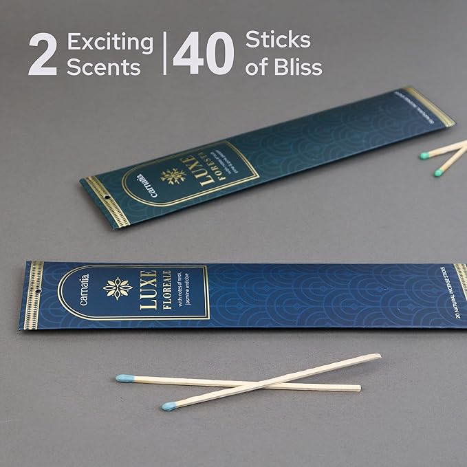 Carnatia Luxe Hotel Collection Incense Sticks – Set of 2 Premium Scents Inspired by Serene Stays & Boutique Retreats | Slow-Burning, Long-Lasting Incense for a Relaxed & Refined Home Ambiance!