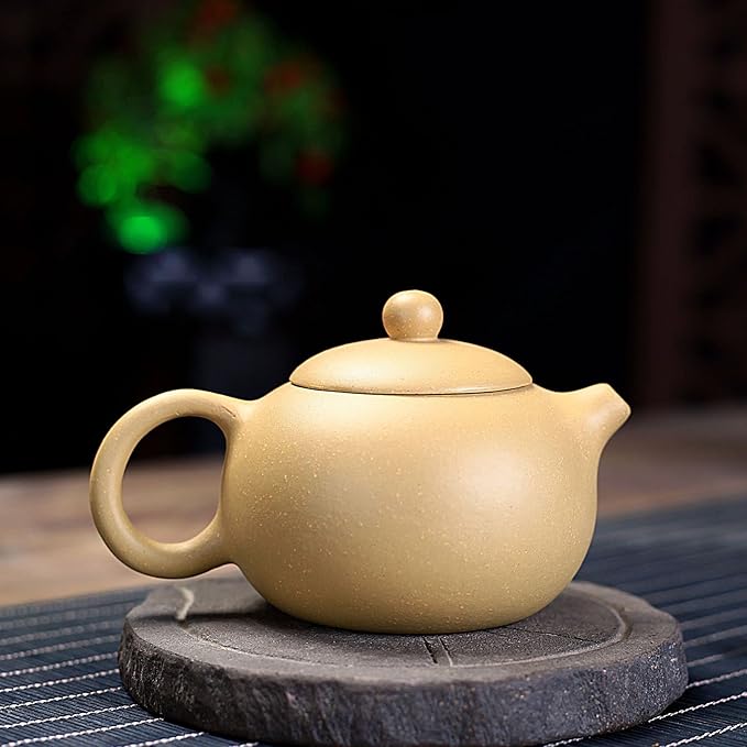 Xishi Teapot 7oz Chinese Zisha Clay Pot Ceramics Purple Sand Mud Kungfu Tea Set Kettle Spherical Filter (Yellow) - Bloomnest