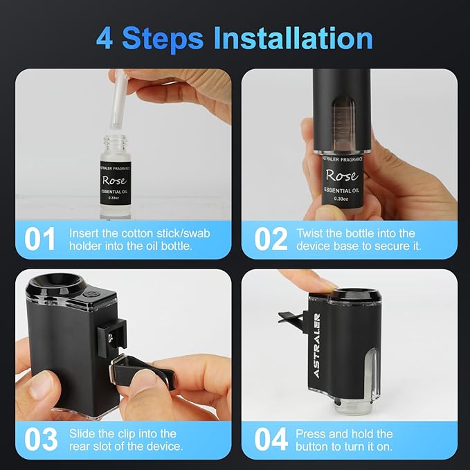 Smart Car Air Freshener Diffuser – Auto On/Off Aromatherapy Diffuse with 3 Scent Modes, USB Rechargeable, Vent Clip, Long-Lasting Essential Oil Refills – Stylish Automobile Decor, Car Accessory& Gift - Bloomnest