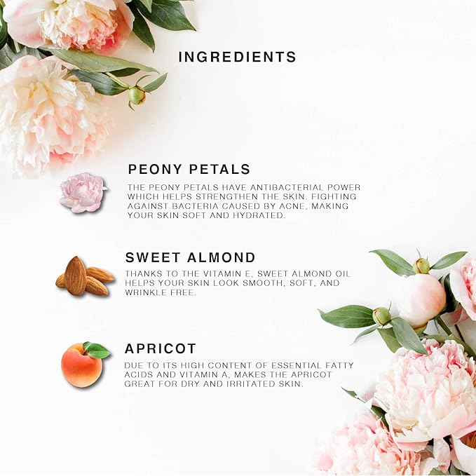 BEAUTE DE PROVENCE Peony Multi-Use Oil for Face, Body and Hair - Organic Blend of Apricot, Vitamin E Sweet Almond Oil for Dry Skin, Rose Petals & Bergamot Essential Oil - 4 Fl Oz - Bloomnest