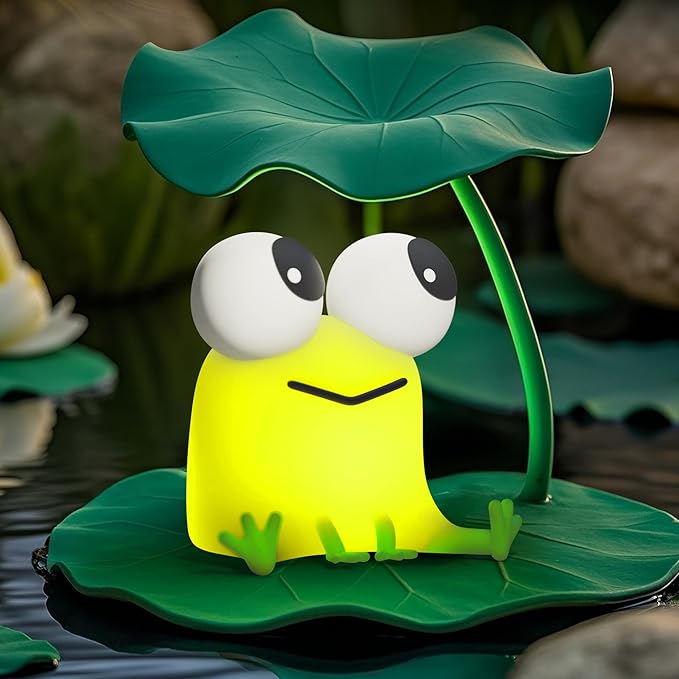 Cute Frog Night Light, LED Silicone Squishy Novelty Animal Lamp,3 Levels Dimmable/Timer Nursery Nightlight for Kids, Rechargeable Touch Bedside Lamp, Bedroom/Dorm Decor, Baby Boys Girls Gifts - Bloomnest