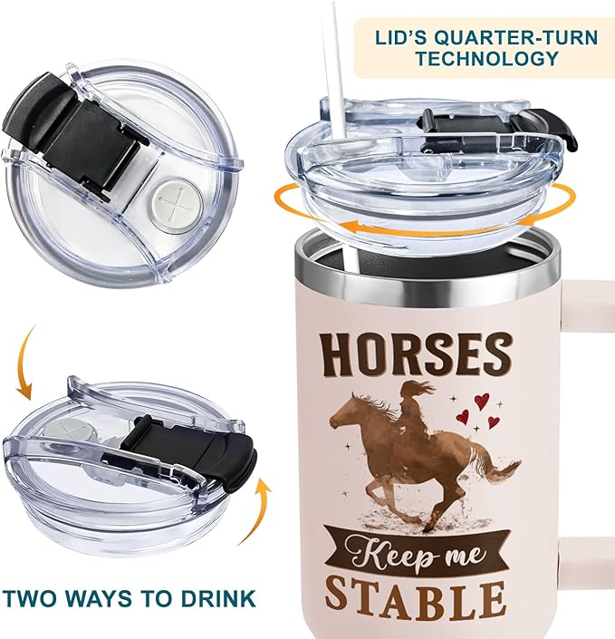 Horse Gifts For Women - Mothers Day, Birthday, Christmas Gifts For Horses Riding Lovers, Owners - Horse 40Oz Tumbler With Handle & Straw - Bloomnest