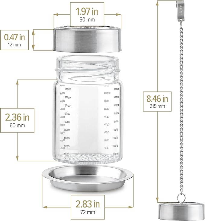 Teabloom Elegant Non-Toxic Loose Tea Glass Infuser – Perfect for Whole-Leaf White, Green, Oolong, Black & Herbal Teas – Lead-Free – Small or Large Size - Bloomnest