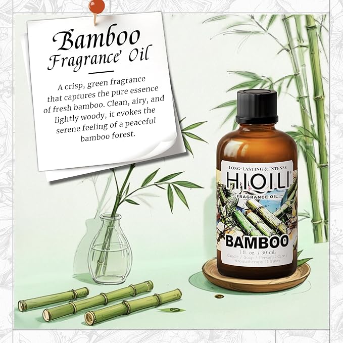 HIQILI Bamboo Fragrance Oil for Scent Diffuser, Idea for Candle & Soap Making, DIY Room Air Fresheners, New Car Scent - 1 Fl Oz - Bloomnest