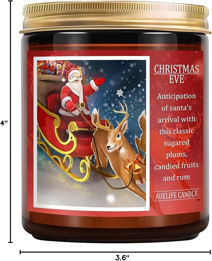 Auelife Christmas EVE Soy Candle - Sugared Plums Candied Fruits and Rum, 7 oz Aromatherapy Jar Candle, Christmas Gift for Women and Men - Bloomnest