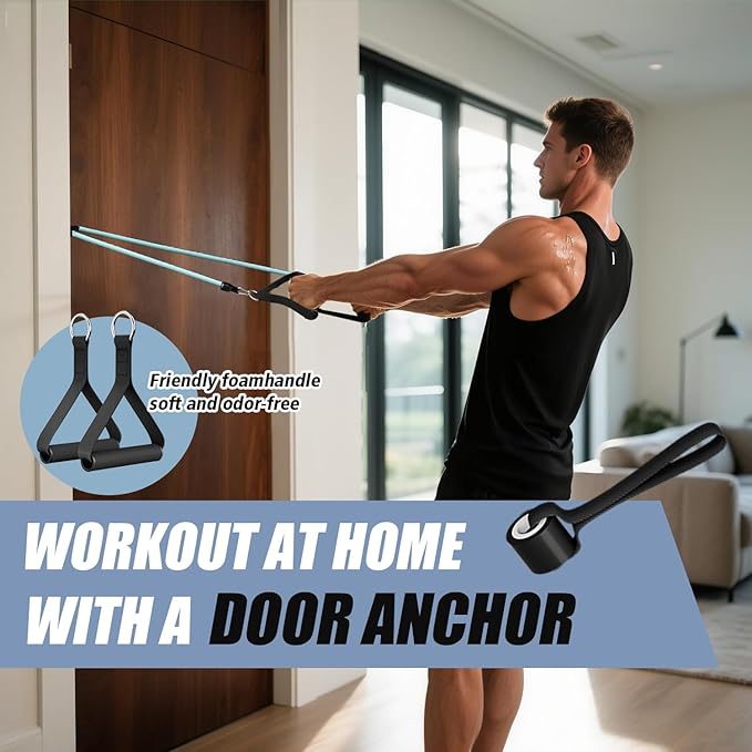 WHATAFIT Resistance Bands, Exercise Bands，Resistance Bands for Working Out, Work Out Bands with Handles for Men and Women Fitness, Strength Training Home Gym Equipment - Bloomnest