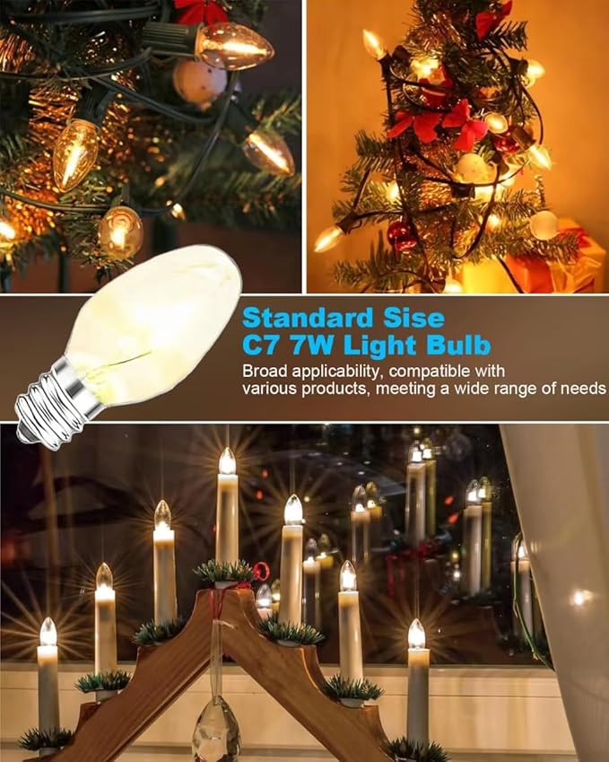 Night Light Bulb Warm White Replacement Bulbs - E12 Light Bulbs - 7Watt Incandescent Bulbs - 15 Packs, Warm White Glow - Dimmable (Night Light Bulbs 7 Watt) - Bloomnest