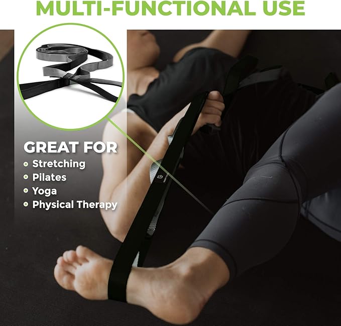 Gradient Fitness Stretching Strap for Physical Therapy, 12 Multi-Loop Stretch Strap 1" W x 8' L, Neoprene Handles, Physical Therapy Equipment, Yoga Straps for Stretching, Leg Stretcher. - Bloomnest