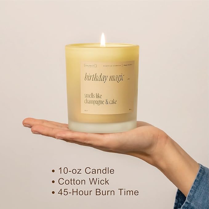Benevolence LA Birthday Magic Scented Candles | 10 oz, 40-50 Hour Burn | Gifts for Women | Celebration Candle for Best Friend, Mom | Unique Womens Birthday Gift - Smells Like Champagne & Cake - Bloomnest
