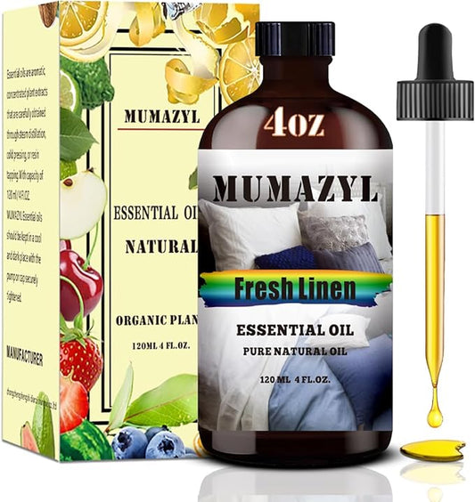 Fresh Linen Essential Oil, Fresh Linen Oil 4 Fl Oz 120ML for Diffuser Humidifier Yoga Cleaning DIY Candle Soap Making Fragrance Oils - Bloomnest