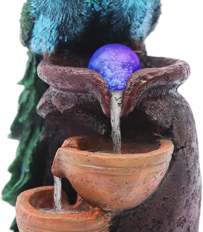 21Inch Art Decorative Animal Statue Bonsai Waterfall Fountain Humidifier with LED Lights, Water Fountains for Living Room, Bedroom, Study, Office, Meditation Room, Yoga Room, Hotel and Library - Bloomnest