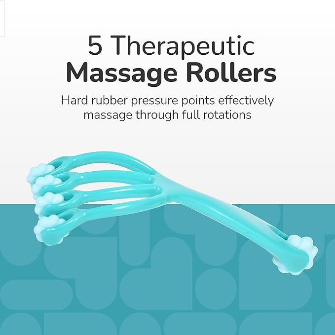 BioSwiss Claw Massage Roller, Handheld Muscle Massager with 5 Rotating Heads for Back, Legs, and Shoulder Bioswiss