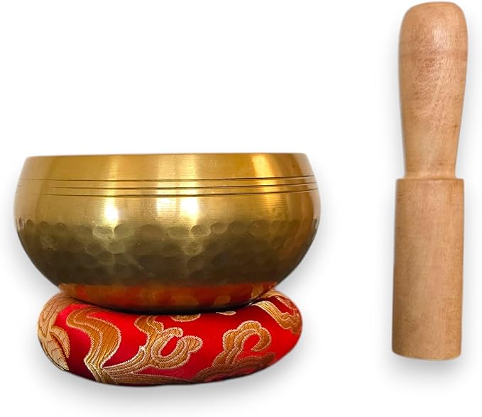 4" Hand-Hammered Tibetan Singing Bowl Set – Includes Wooden Mallet, Handmade Cushion & Hand-Stitched Case – Meditation, Sound Healing & Yoga Tool – Made in Nepal - Bloomnest