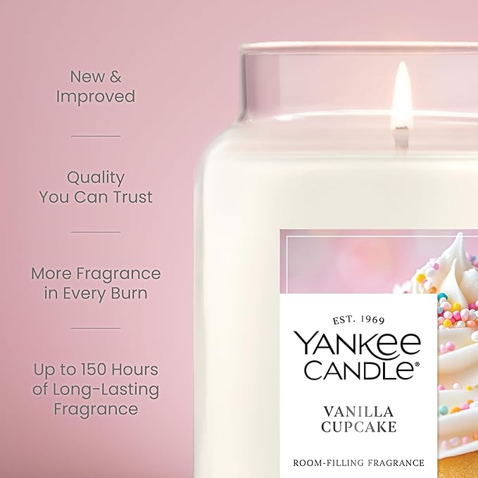 Yankee Candle Vanilla Cupcake Scented Candle, 22oz Large Jar with up to 150 Hour Burn Time, Giftable, Birthdays - Bloomnest