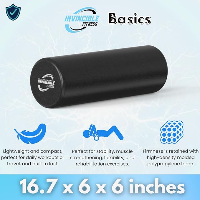 Invincible Fitness 17'' EPP Foam Roller for Deep Tissue Massage – Enhance Recovery, Relieve Pain, and Boost Mobility for a Stronger, Healthier You (Black) - Bloomnest