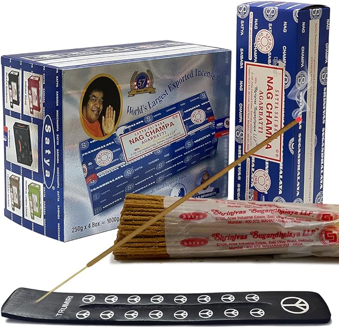 Nag Champa Incense Sticks 250g x 4 and Incense Stick Holder Bundle Insence Insense Satya Incense - Bloomnest