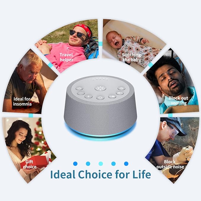 SoundLegend Sleep White Noise Sound Machines 32-Level Volume 30 Sounds 12 Colors Light 5 Timers Adjustable Light Brightness Compact for Everyone Travel Gift Memory Function