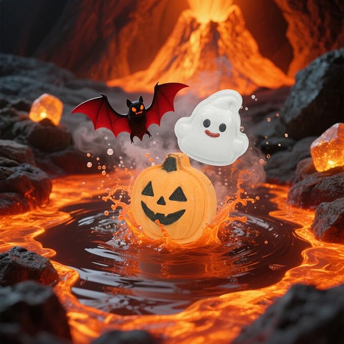 Halloween Bath Bombs for Kids & Women, Handmade Spooky Bath Bomb Set of 6 Fun Shapes – Perfect Gifts for Kids, Skin Care Bathbombs for Girls’ Spooky Celebration - Bloomnest