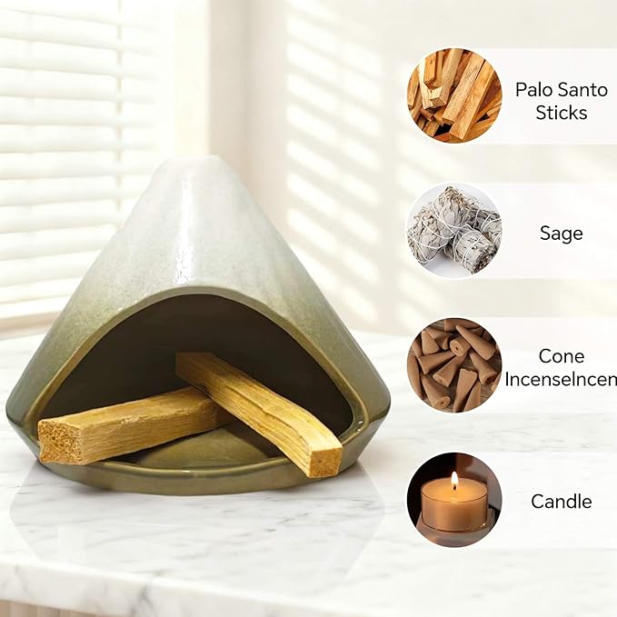 Palo Santo Holder Incense Burner, Ceramic Incense Holder with Ash Catcher, Mini Palo Santo Burner, Unique Aromatic Meditation Gifts for Women, Sage Holder for Burning, Palo Santo Sticks Home Decor Bloomnest