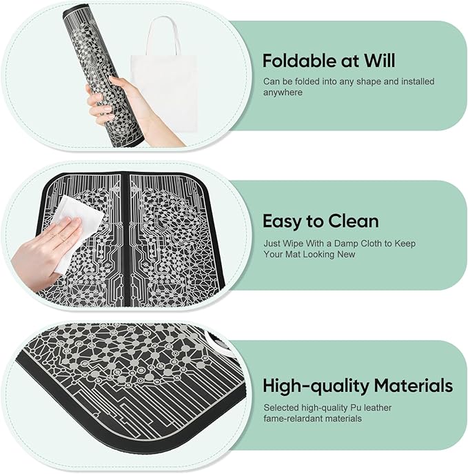 EMS Foot Massager for Neuropathy, Sport Muscle Stimulator for Circulation, Pain Relief, Foldable Feet Mat and Legs Massager Pad, 10 Modes and 39 Intensity Levels for Muscle Relaxation - Bloomnest