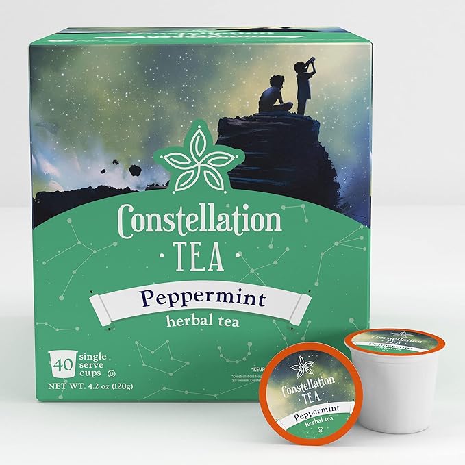 Constellation Tea Peppermint Herbal Tea Pods Compatible with K Cup Brewers Including 2.0, 40 Count - Bloomnest