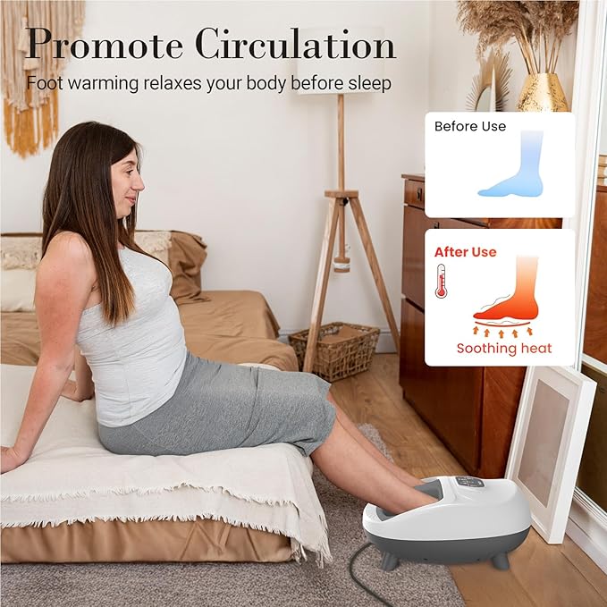 Foot Massager for Plantar Fasciitis, FSA Eligible HSA Upgraded Full Feet Shiatsu Massage, Remote Control Multi-Level Settings for Neuropathy, Gifts for Women Men, Fits Up to 14"(White)