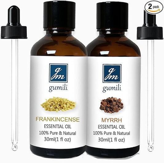 Frankincense and Myrrh Essential Oil, 100% Pure Undiluted Essential Oil for Skin, Hair, Aromatherapy - 1 oz (Pack of 2) - Bloomnest