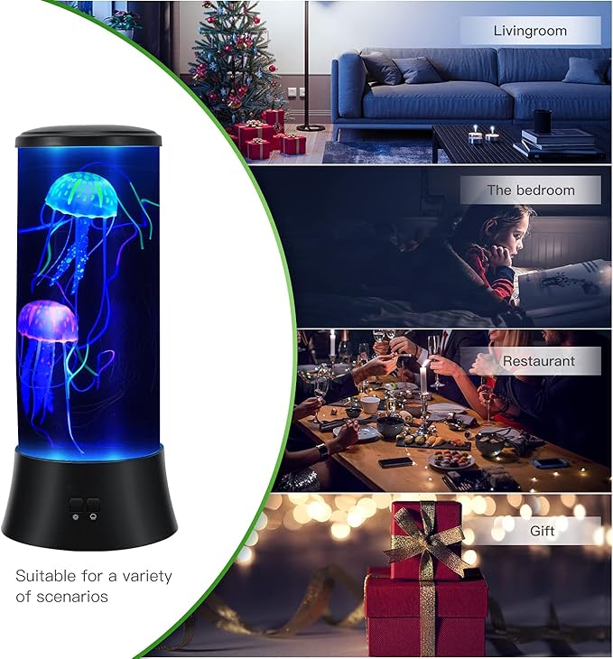 Meloki Floating Jellyfish Lamp - Electric Jelly Fish Light Lamp with Auto Color Changing, Ultra-Quiet Water Pump, Holiday Gift for Kids Men Women, Home Room Mood Decor - Bloomnest