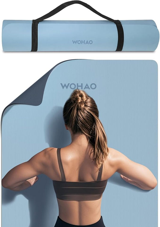 Extra Thick 8mm Yoga Mat, 72"x28" Non Slip Exercise Mat, Reversible 2-Sided Dual Color Premium POE Material, with Carrying Strap for Yoga, Pilates, Home Gym - Bloomnest